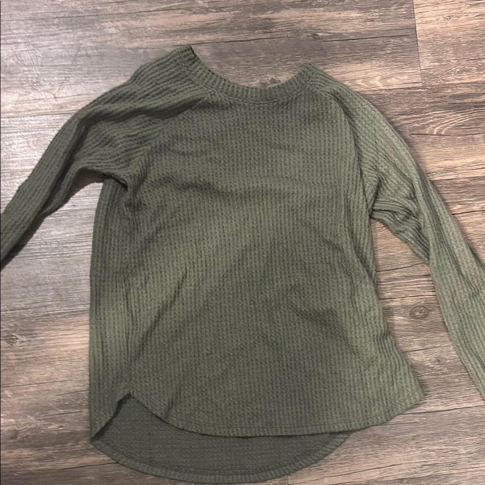 American Eagle Outfitters Green Ribbed Sweatshirt